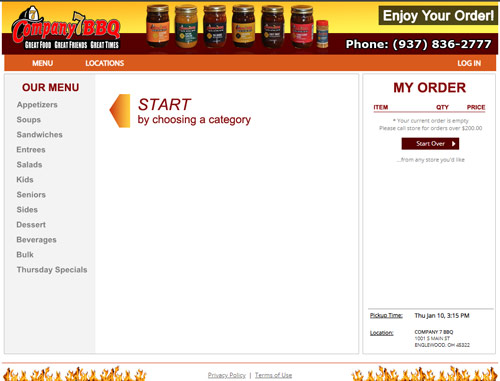 Online ordering on the web for Company 7 BBQ - Web Illustration 3