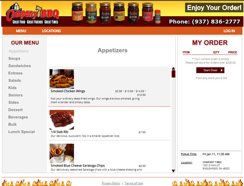 Online ordering on the web for Company 7 BBQ - Web Illustration 4